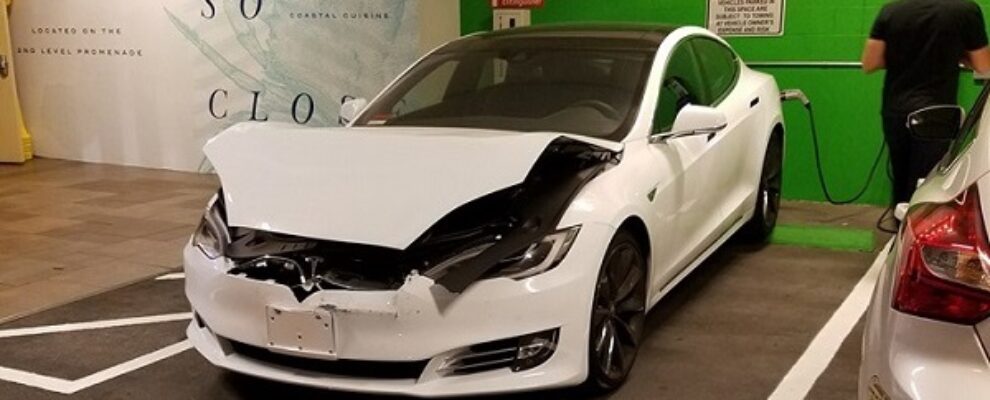 tesla crashed